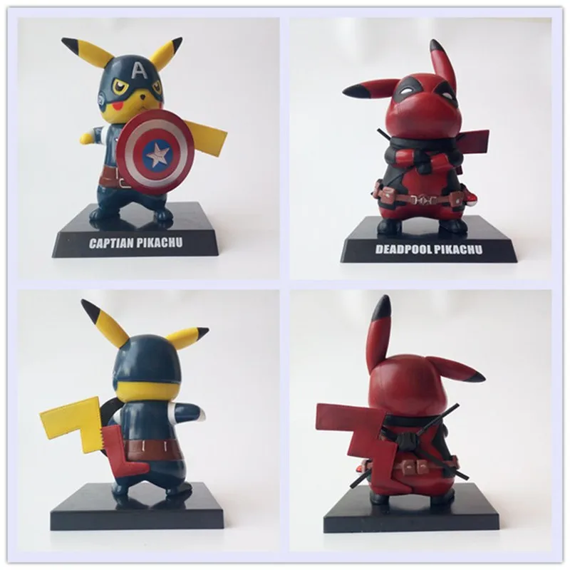 

Deadpool Captain America Pikachu Mini PVC Figure Collectible Model Toy Small Size 12.5cm