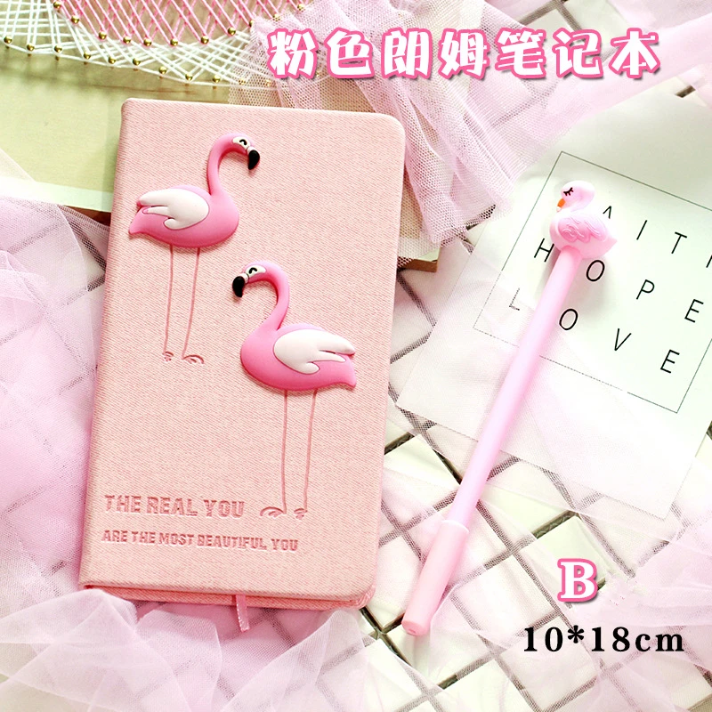S-flamingo B Корейская креативная Студенческая книга Фламинго Деревянный блокнот лошадь блокнот с ручкой Канцелярский набор Ins Горячая Студенческая выпускной подарки - Цвет: S-flamingo B