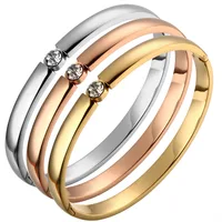 CZ Rose Gold Color Bangles Bracelets for Woman Stainless Steel Cuff Bracelet Wristband Luxury  Jewellery Wedding Gift 1