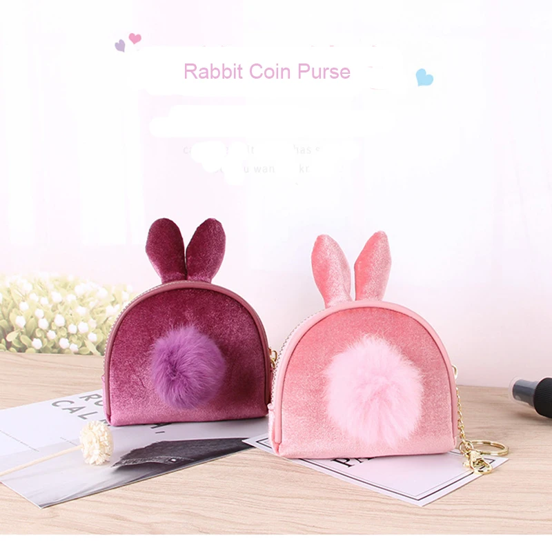 

Rabbit Women Small Wallet Mini Fur Coin Purse Girls Fashion Day Clutch Children Money Card Organizer Pocket Case Kids Gift