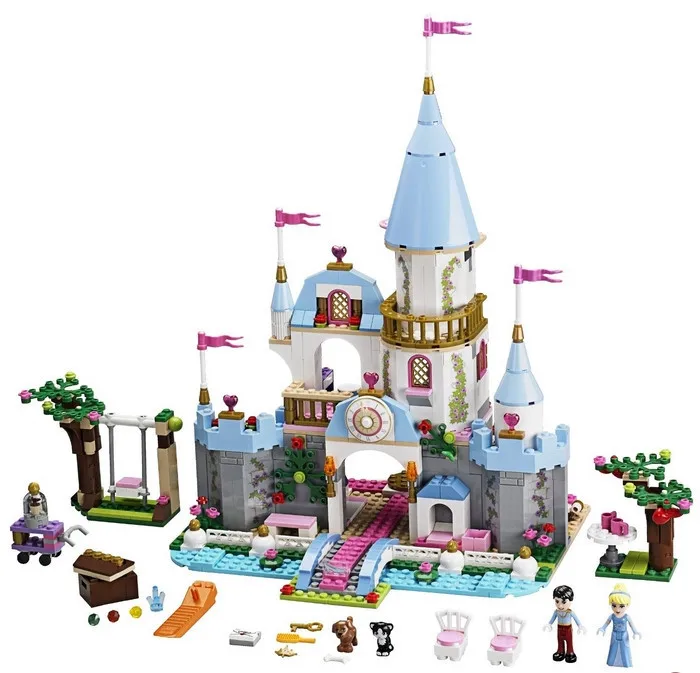 Disney Toys Cinderella Romantic Castle Building Blocks Princess Dream House Bricks Toys Birthday