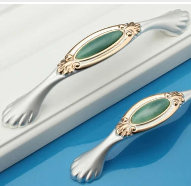 

C:C:128mm 5.04" Length 155mm 6.10" Jade green luxury furniture handle crystal drawer handle