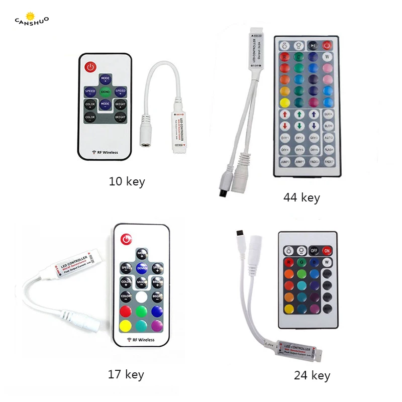

RGB Remote Control Dimmer DC12V 44/24/17/10keys Mini Wireless Portable LED Controller for SMD 3528 5050 2835 Led Strip Lighting