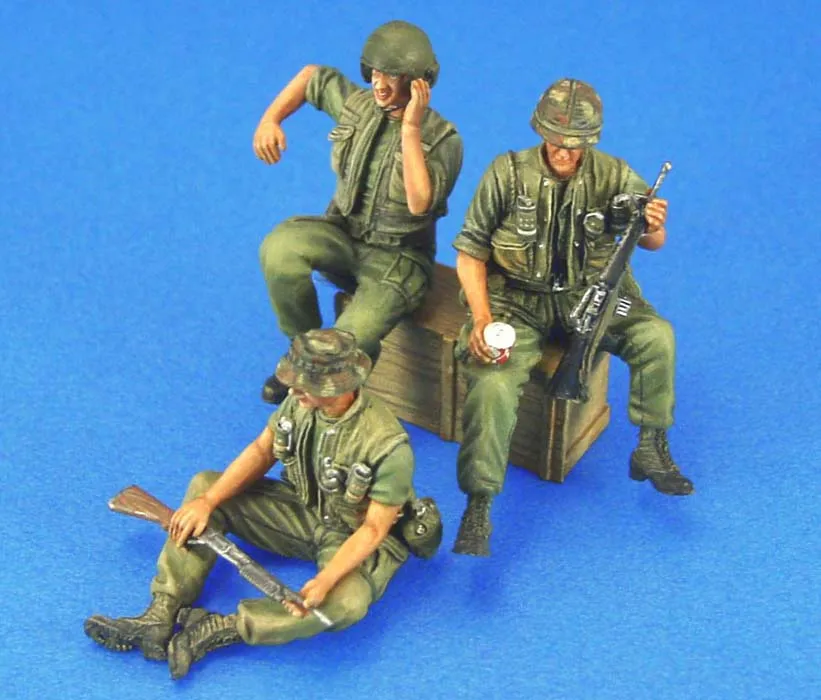no car Unpainted Unassambl 1/35 Resin Figure Model Kit Vietnam War US Soldiers