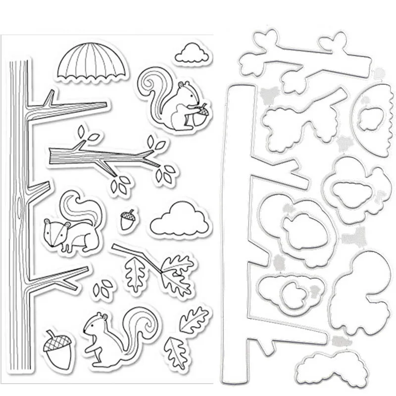 

Squirrel Transparent clear stamp/Matched Metal Cutting Die Stencil for DIY Scrapbooking Decorative Embossing card making