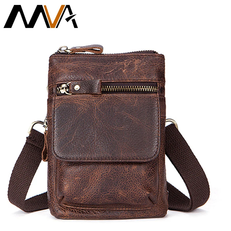 Koop MVA Messenger Bag Mannen Lederen Schoudertassen Kleine Reizen Geld Taille Verpakking Echt Lederen Heren Tas Mannelijke Vintage Crossbody Tassen