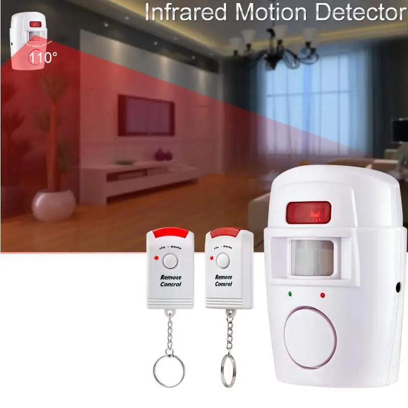 

Wireless PIR/Motion Sensor Alarm+2 Remote Controls Local Alarm Burglar 105db Siren Local Alarm System for Home Security
