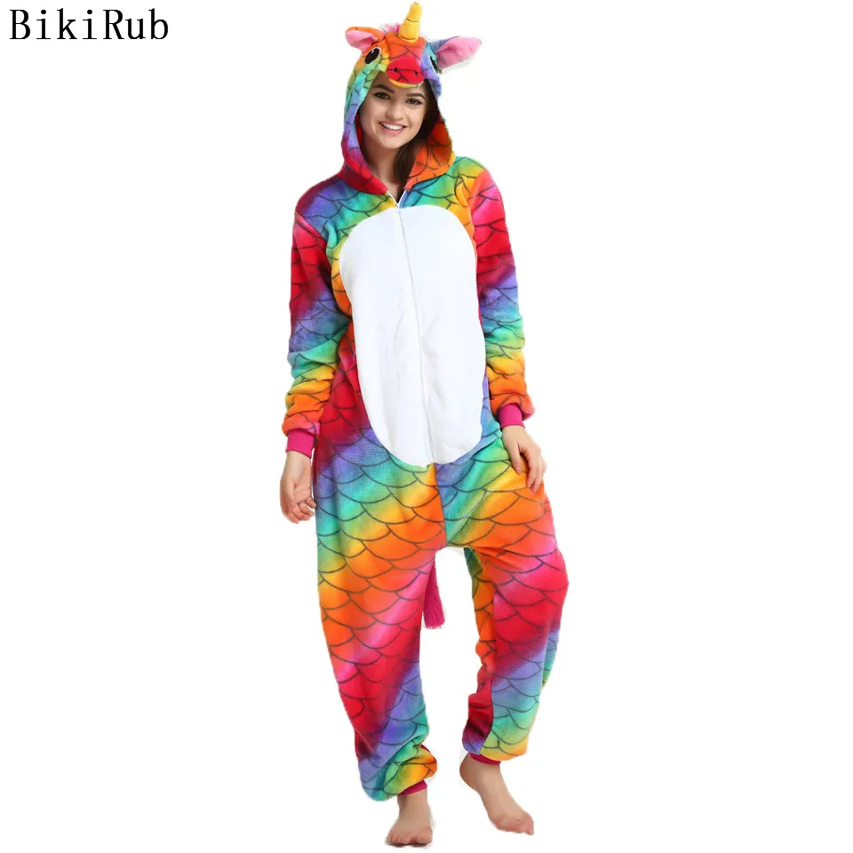 

BIKIRUB Kigurumi Pajamas Long Sleeve Sleepwear Pegasus Unicorn Cartoon Animal Pajama Sets Women Hooded Pyjamas Winter Home Wear