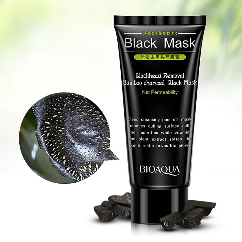 Bioaqua с бамбуковым углем контроль выработки кожного жира черная маска для удаления угрей глубокое очищение отшелушивающая маска для носа сжимает поры, акне лечение
