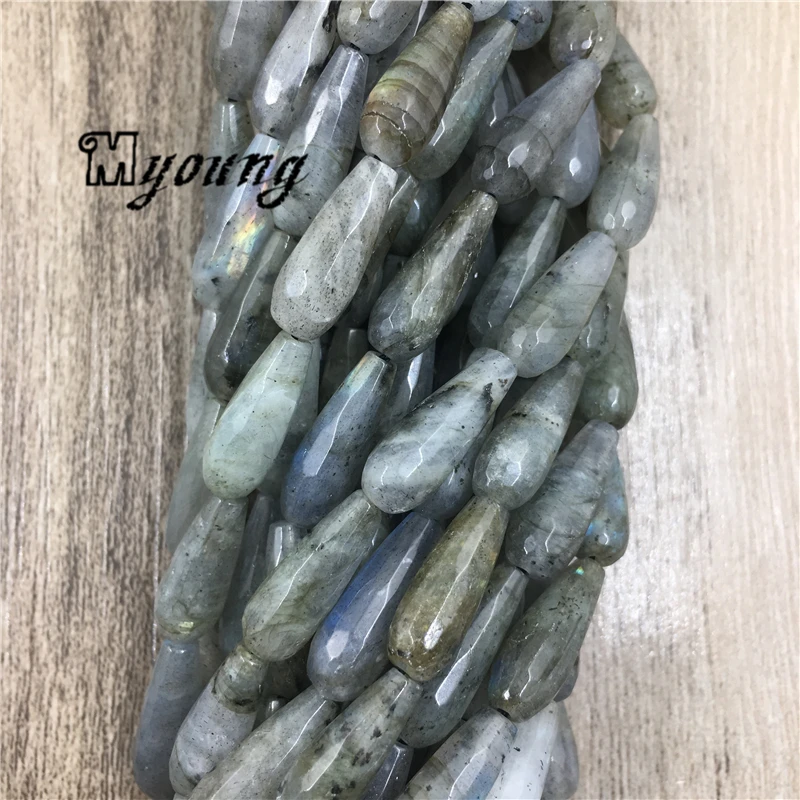 Одежда высшего качества Teardrop Лабрадорит Бусины, гранеными сверкающими shimmerstone Бусины, 15." Strand ювелирных изделий Выводы, my1595