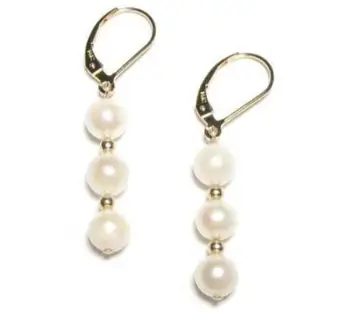 

HOT A PAIR AUSTRALIAN SOUTH SEA WHITE PEARL EARRING 14k/20 GOLD