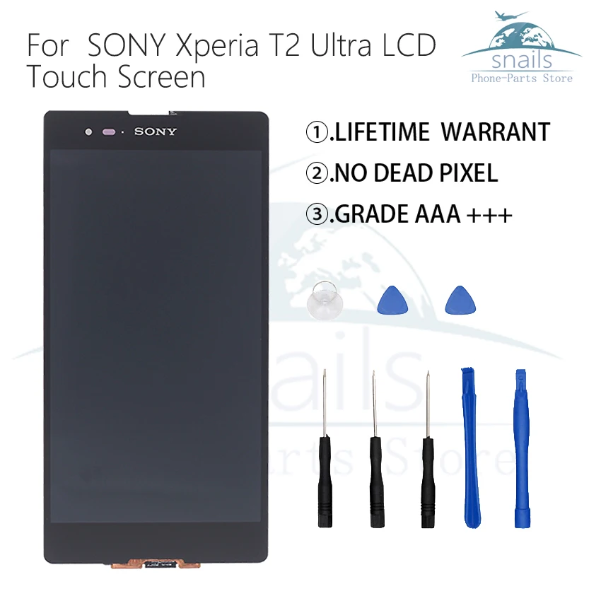 

For SONY Xperia T2 Ultra LCD Display Touch Screen Digitizer Assembly For SONY Xperia T2 Ultra D5322 D5303 D5306 Display Screen