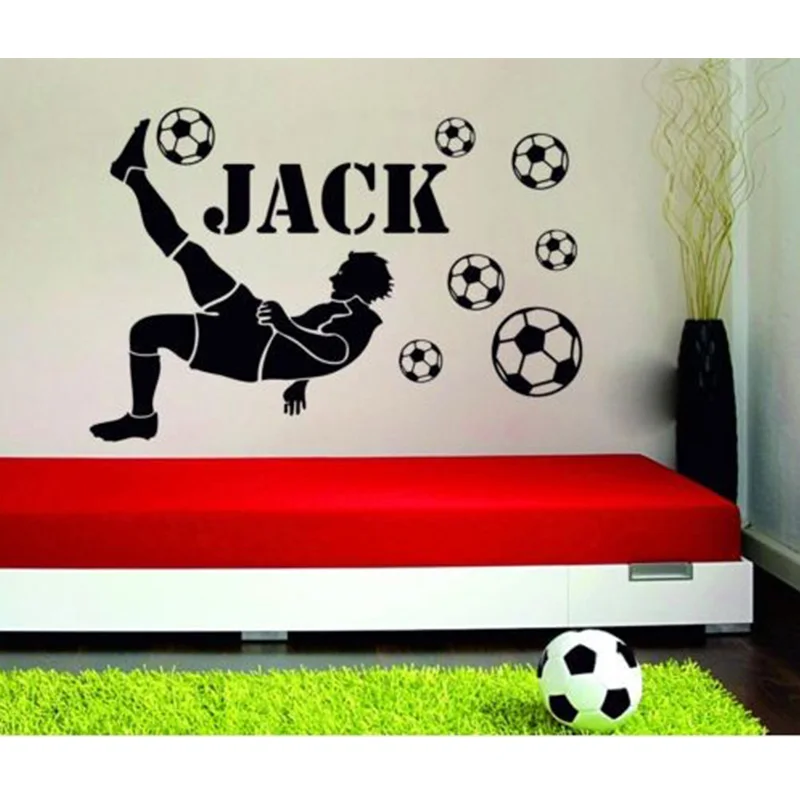 

Custom Personalised Name Football Player Boys Wall Sticker Kids Bedroom Decal