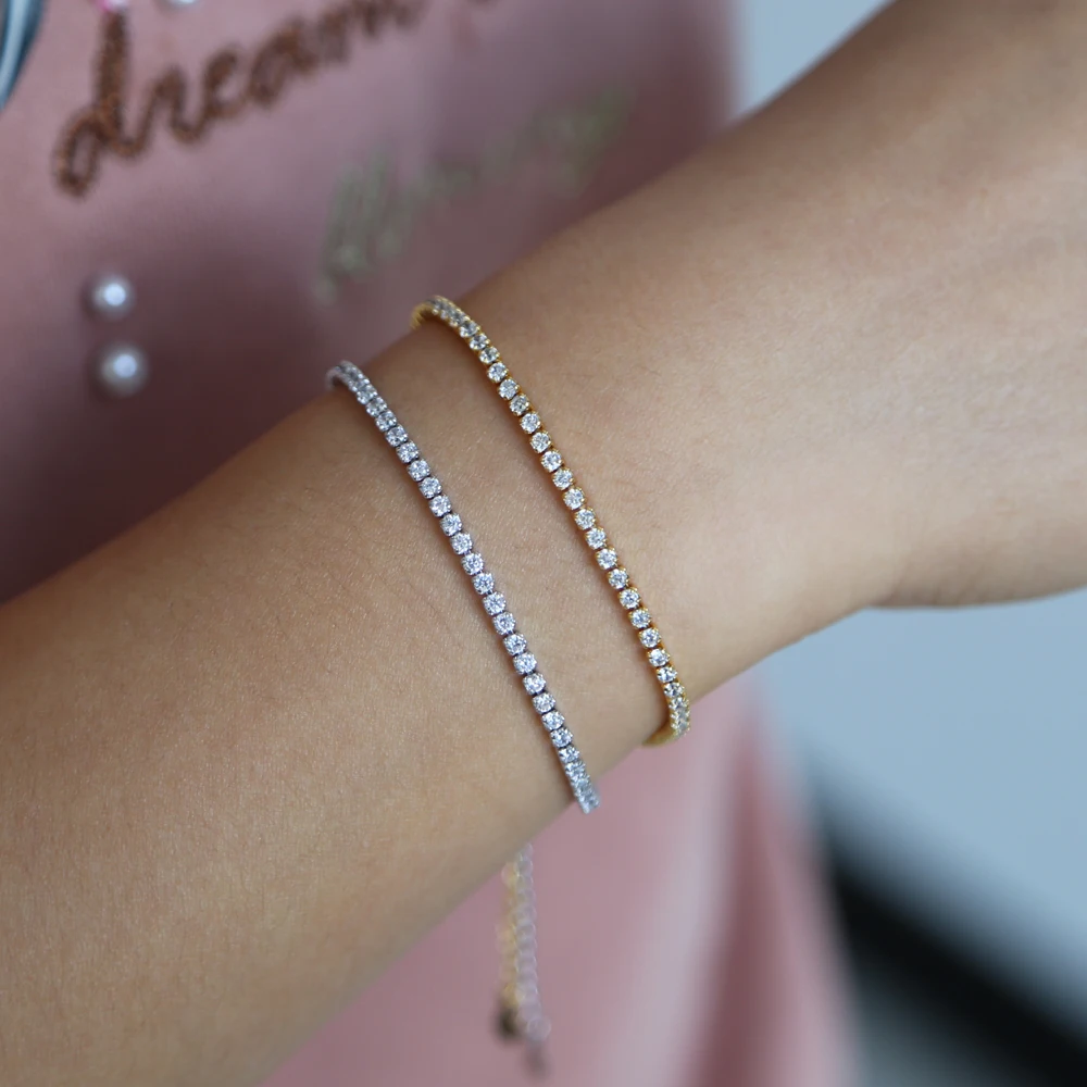 

2019 New Fashion Lady Tennis Bracelet & Bangles AAA+ Round Cubic Zirconia Charm Women Christmas Gifts Simple Chic Bangle Jewelry