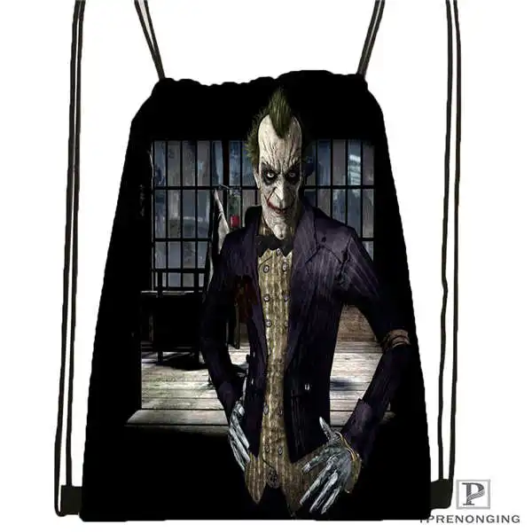 Пользовательские Джокер-Бэтмен-arkham@ 2 Drawstring сумка-рюкзак милый рюкзак дети сумка(черный назад) 31x40 см#2018612-01-(13