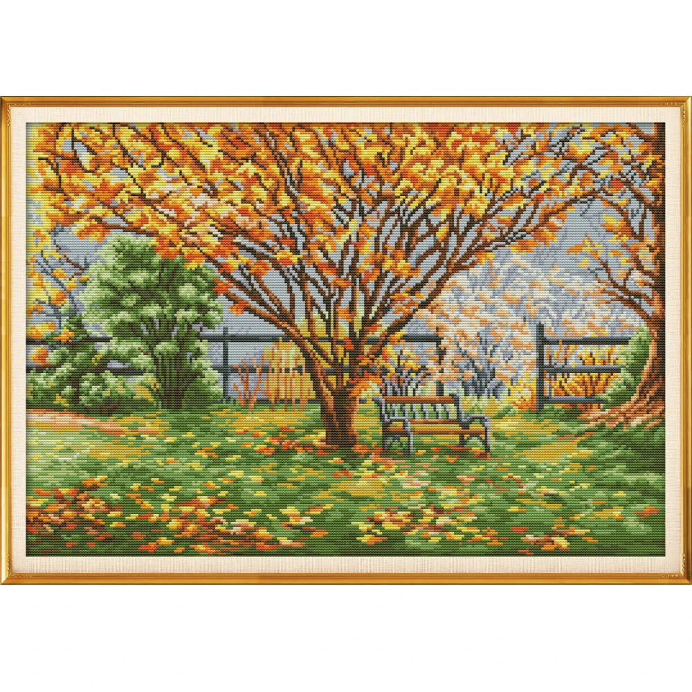 

NKF Fallen Leaves Scenic Cross Stitch Kits 11CT 14CT Chinese Cross Stitch Pattern Embroidery Needlework Set for Home Decor