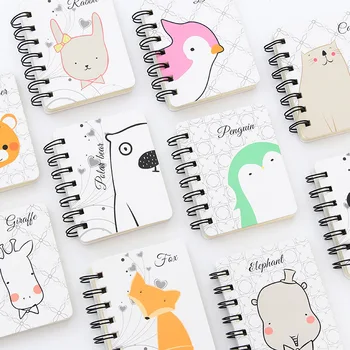 

Creative cute animal cartoon rollover coil this portable mini portable notebook pocket diary sketchbooks school supplies 1 piece