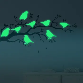 

Luminous DIY Birds Wall Glass Paper Glow in the Dark Removable Fluorescent Mural Sticker Papers Bedroom Living Room Decorations