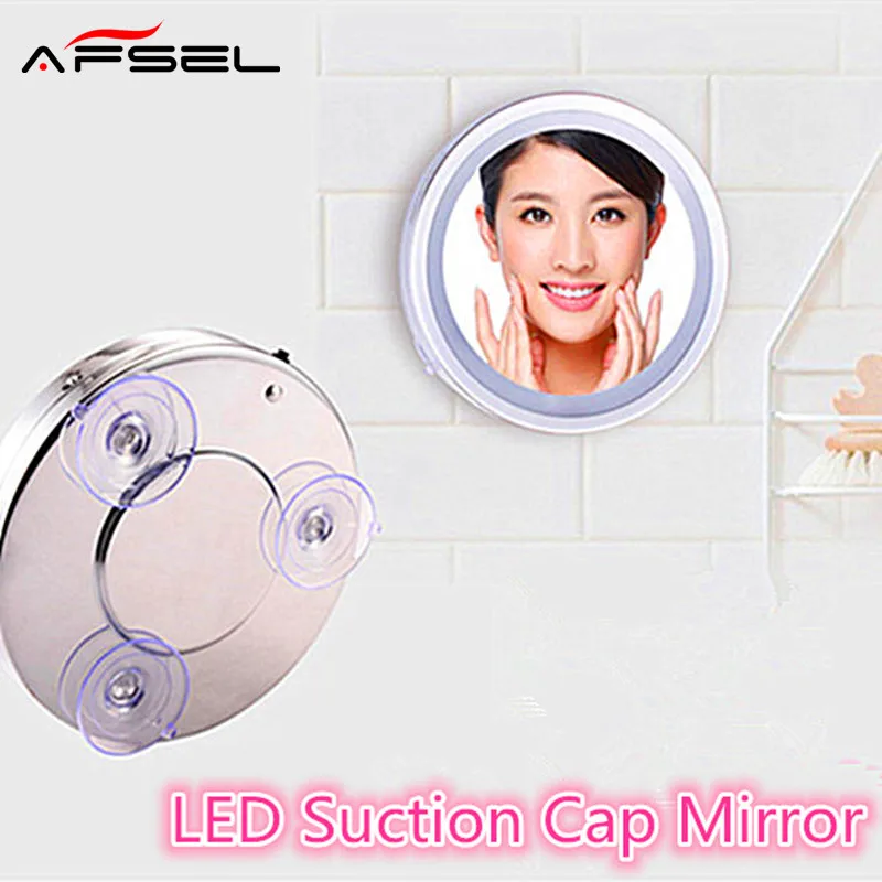 AFSEL 6 Inch 5X Led Suction Cup Mirror Makeup Single Side Cosmetic