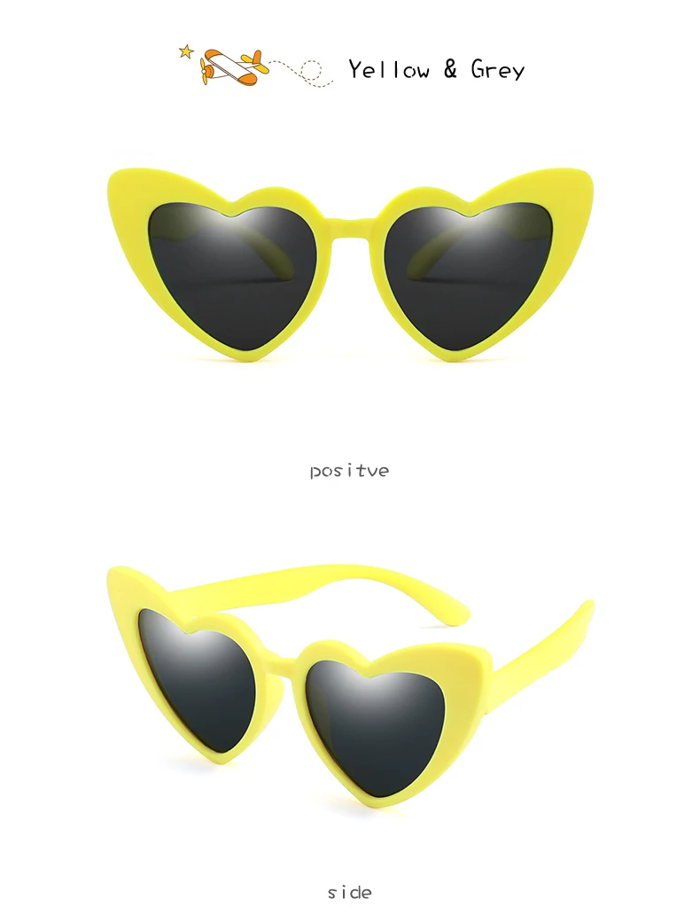 Длинные солнцезащитные очки для малышей для девочек и мальчиков, Поляризационные детские солнцезащитные очки с сердечками, PC UV400, мягкие модные очки высокого качества