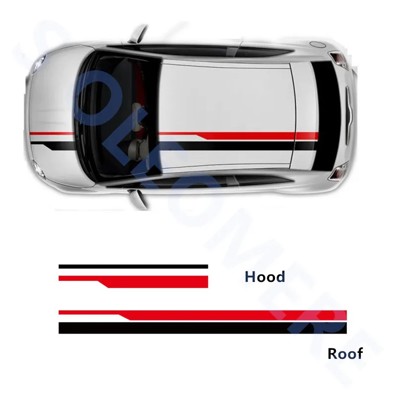 Hood+Roof Decal Racing Lines Vinyl Sticker For Volkswagen Ford
