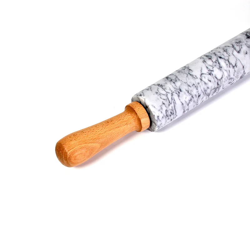 18-дюймовый большой Делюкс натуральный Мрамор камень роликовая Скалка с деревянными ручками и Колыбель(серый/черный