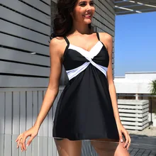 Плюс Размер Купальники Женская юбка танкини купальник бикини ретро черный купальный костюм большой размер купальный костюм для женщин S-5XL