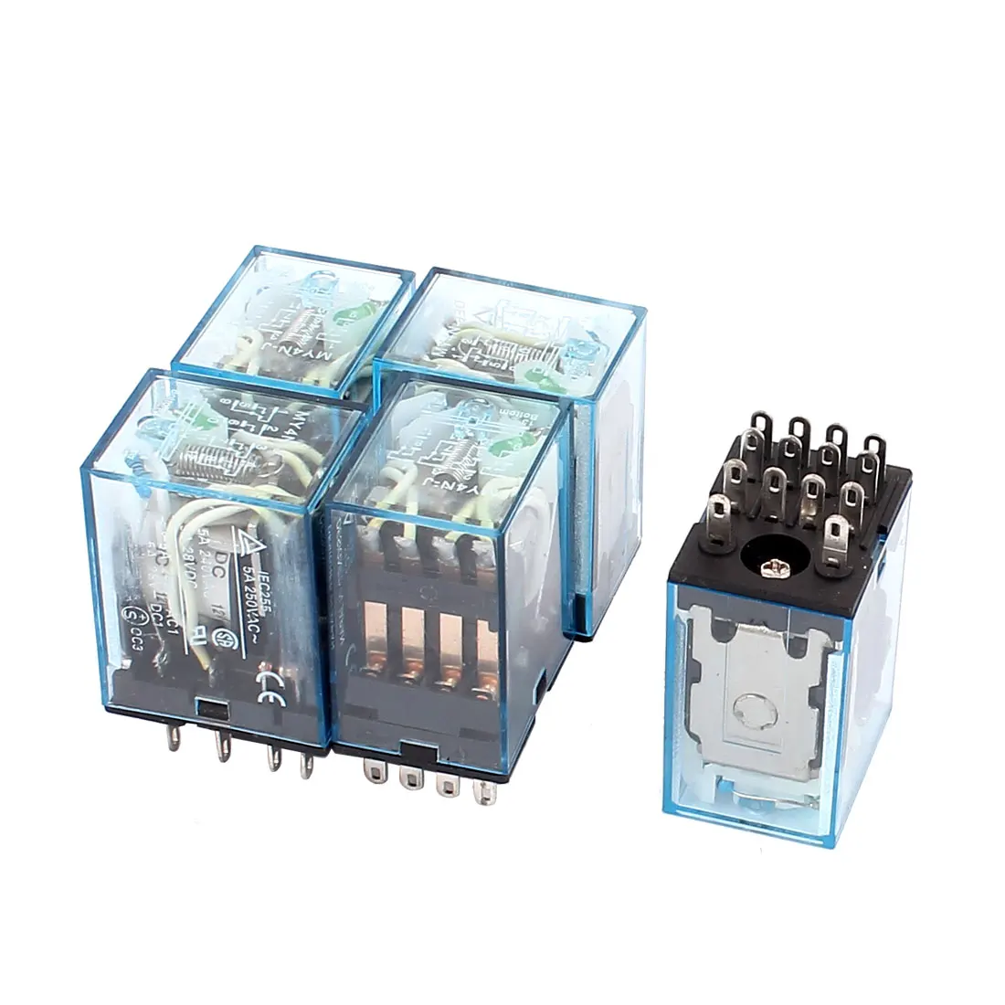 DC12V 5A Coil Voltage 14 Pin Terminal 4PDT Electromagnetic Power Relay 5Pcs