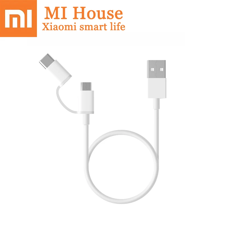 

Original Xiaomi 2-in-1 data line Type-C and Micro USB support fast charge 30cm Android data cable