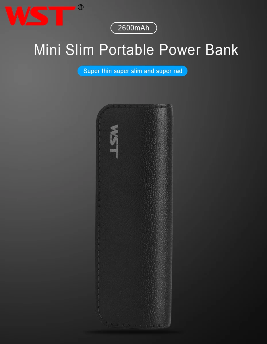 WST Portable Power Bank PoverBank Battery Pack Mobile External Battery Power Bank For iPhone 6 7 Samsung Phone 2600mAh Powerbank (7)