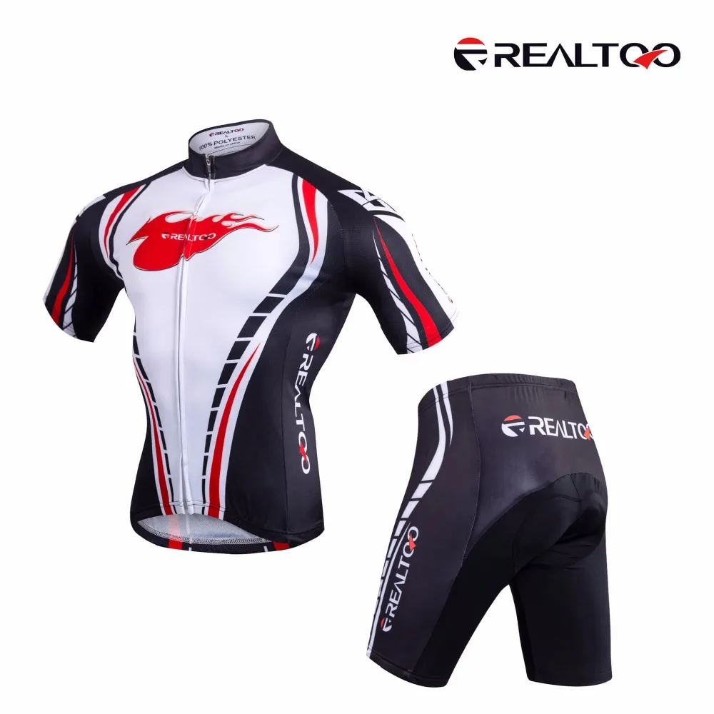 

REALTOO Cycling Quick-drying Jersey Short Set Bike Cycling Breathable Set Short Sleeve 3D Cut Men Soft Light Thin Summer Wear