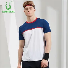 VANSYDICAL мужские эластичные фитнес-футболки для бега спортивные с коротким рукавом дышащие баскетбольные Фитнес Спортивная одежда спортивные топы