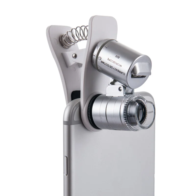 High quality Mini 60X Pocket Microscope Magnifier Loupe Glass LED Light