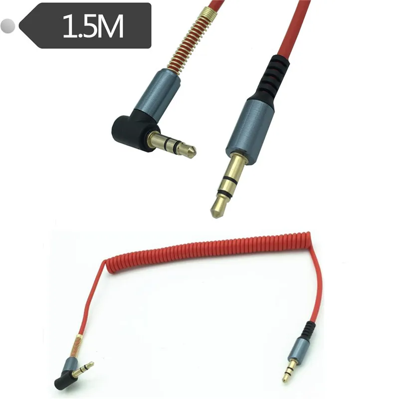 Black 3.5mm Mini Jack to Jack Coiled Male Aux Cable Audio Auxiliary Lead PC Car