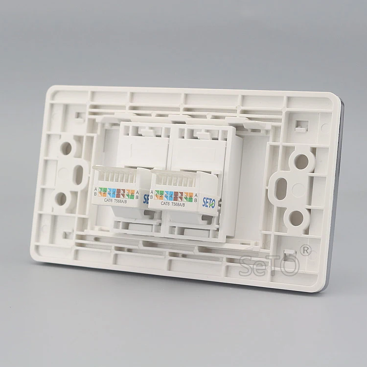 Сэто из 120 Тип двойной гигабитный сетевой RJ45 Cat6 Панель розетка настенная тарелка Keystone Лицевая панель