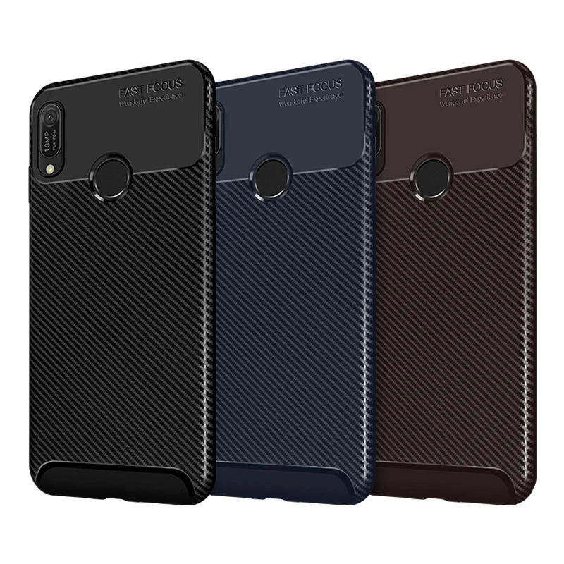 100 шт Броня противоударный чехол из углеродного волокна для huawei P20 mate 20 10 Pro Lite Y9 Y6 Y7 премьер-профессионал Мягкий ТПУ прочный Чехол