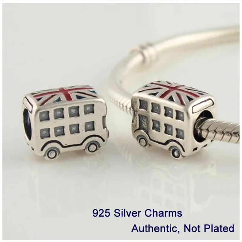 

CKK 100% 925 Sterling Silver Bus Beads Red Enamel Fit Original Charm Bracelest Jewelry Gift Silver 925 Jewelry Kralen PW103