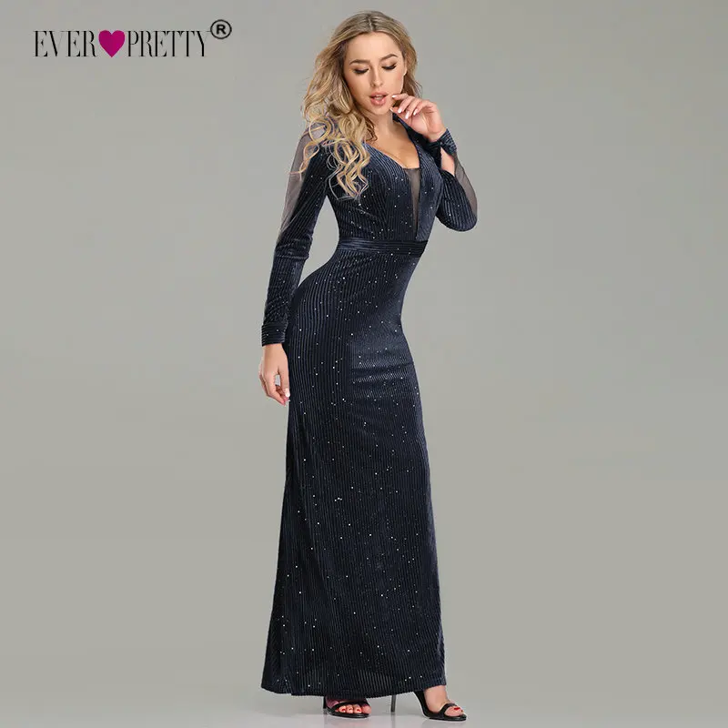 Robe De Soiree Русалочка вечернее платье Ever Pretty EP07439BK элегантные иллюзионные черные вечерние платья с v-образным вырезом и открытой спиной