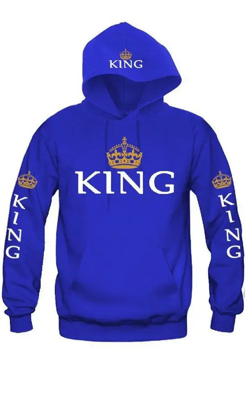 Новые одинаковые худи для пары одинаковые толстовки с капюшоном с надписью «King and queen-Love» - Цвет: as picture