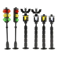 MOC City street Traffic Indicator Lights Building Blocks Halloween Bat Lamp Vintage Park Street Light Model Parts Bricks Toys 2
