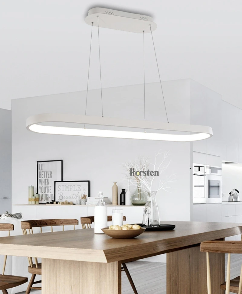 Modern Minimalism Oval Ring LED Pendant Lights Aluminum Acrylic Suspension Hanging Lamps For Dining Room Restaurant Office (8)