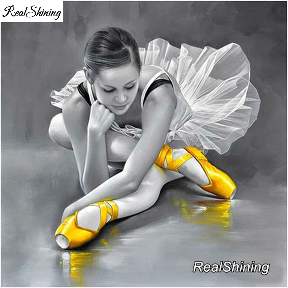 

REALSHINING New DIY Square Diamond Painting Cross Stitch Needlework 5D Full Diamond Embroidery Ballerina Dancer Pattern DM143