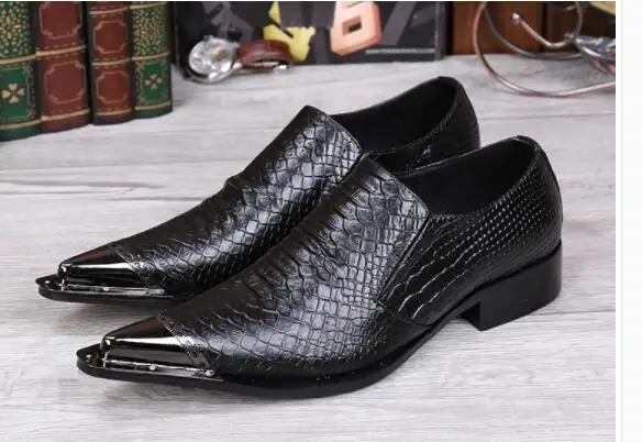 Chaussure homme/Мужские модельные туфли из натуральной кожи со стальным круглым носком; мужские оксфорды на низком каблуке; официальная офисная обувь для мужчин - Цвет: as picture