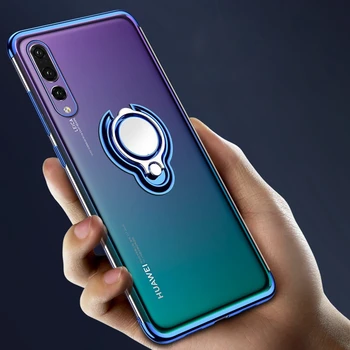 

For Huawei P20 lite P20 Pro P10 Lite Case Metal Ring Holder Magnetic Silicone Case For Huawei Mate 9 10 Honor9 p30lite p30 case