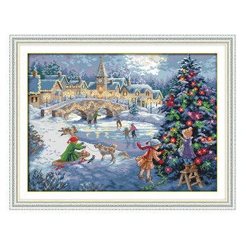 

Joy Sunday count crossstitch kit A Christmas celebration DMC14CT11CTcottonfabric baby room livingroom hotel painting wholesale