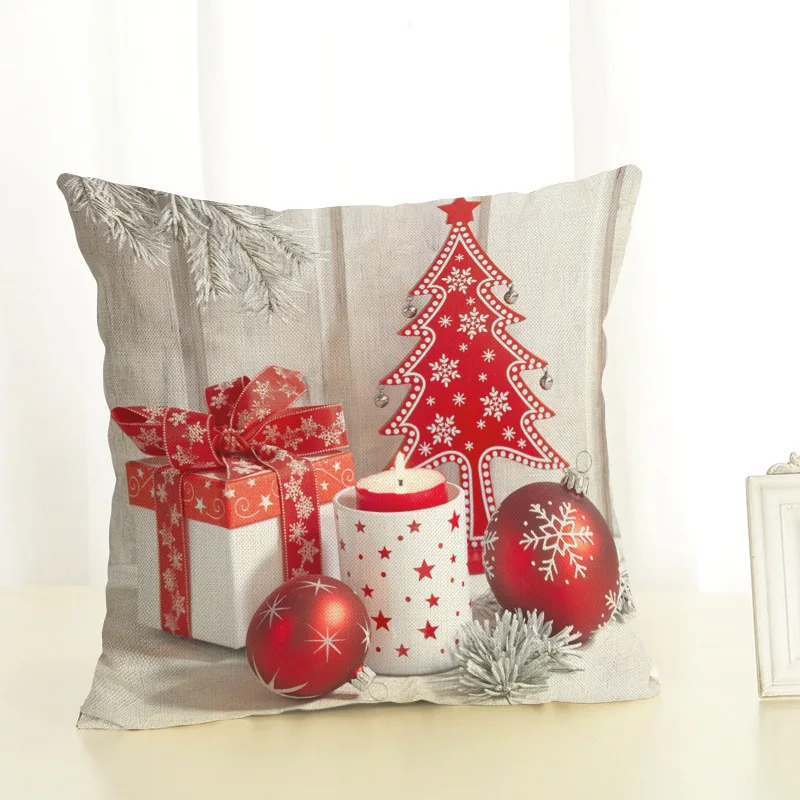 Рождественская наволочка для подушки, украшения для дома, квадратная льняная наволочка для подушки, Подарочная декоративная наволочка, Рождественский шар, узор