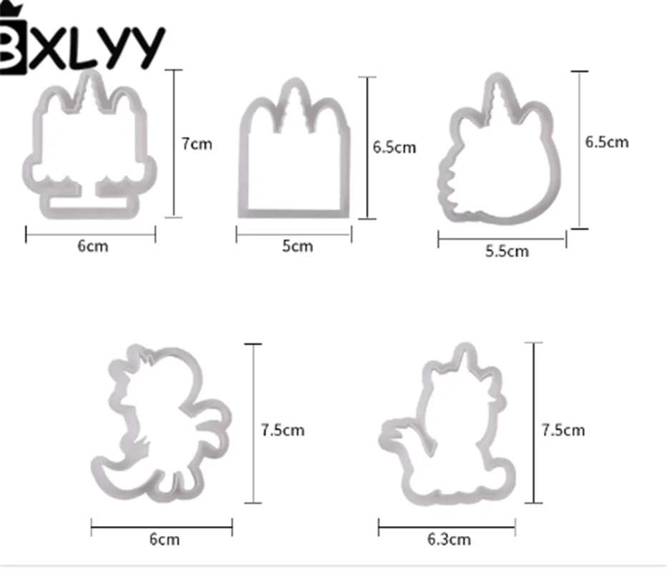 BXLYY год 5 шт. Набор DIY украшения в виде единорога вечерние формы для печенья Аксессуары для выпечки рождественские принадлежности. 7z - Цвет: Белый