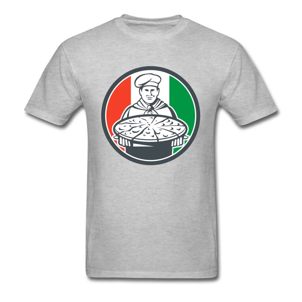 Italian Chef Cook Serving Pizza Circle Retro_grey
