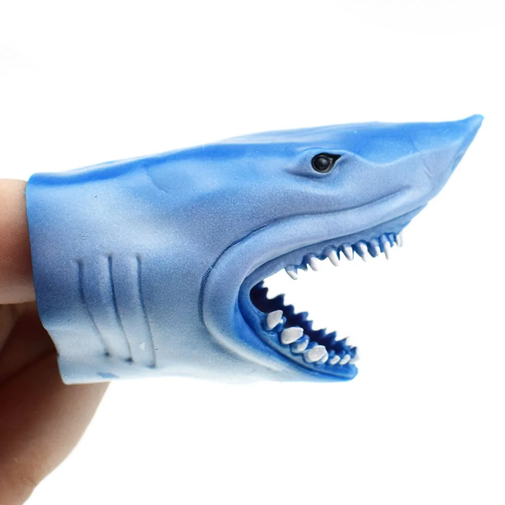 

1Piece Soft TPR Bule or Gray Shark Finger Puppet Toy for Tell Story Kids Gift