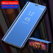 Funda de cuero inteligente con soporte y espejo para Samsung Galaxy S10 S8 S9 Plus S7 S6 Edge Note 8 9 Galaxy A60 A80 A90 A40 A50